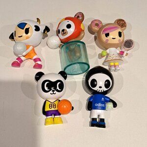 set of 5 all star champs tokidoki Donutella, Biscotti, Mozarella, Super panda